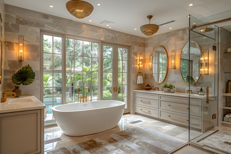 Contemporary Bathroom with Freestanding Tub